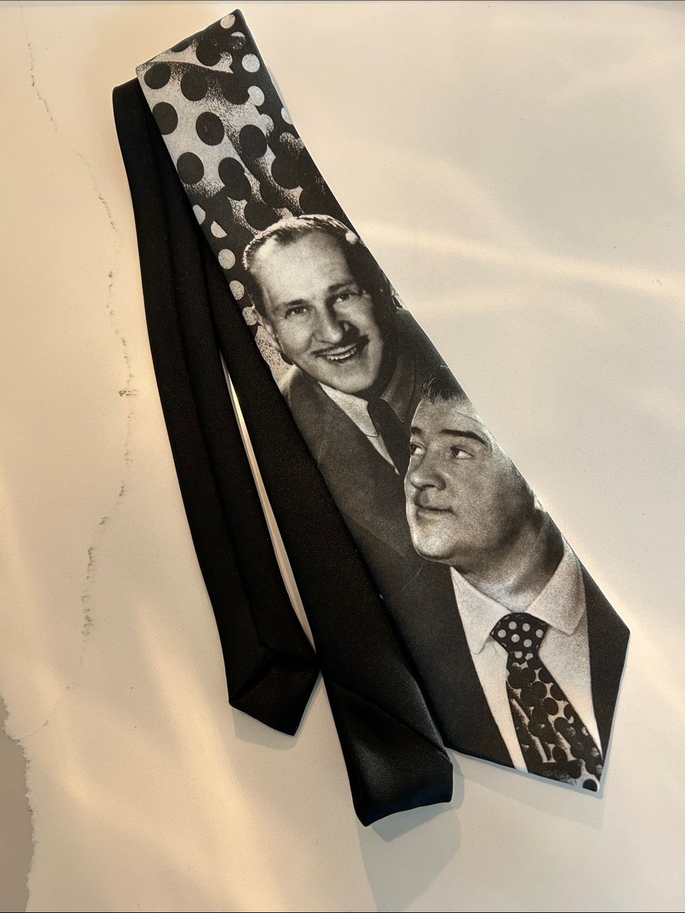 Ralph Marlin Black and Gray Novelty Portrait Polyester Tie